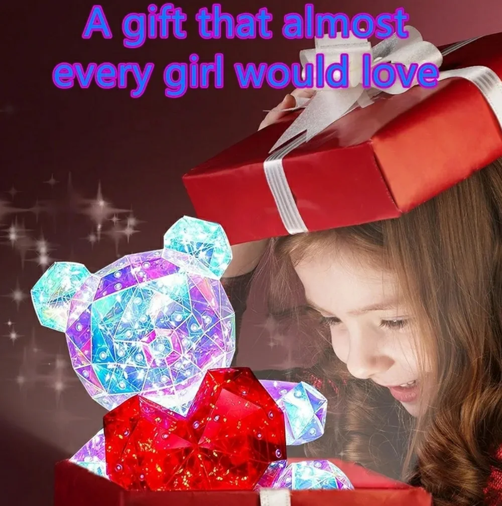 Valentine's Day Gift Crystal Bear Light Up with Red Heart - Picture 3 of 5